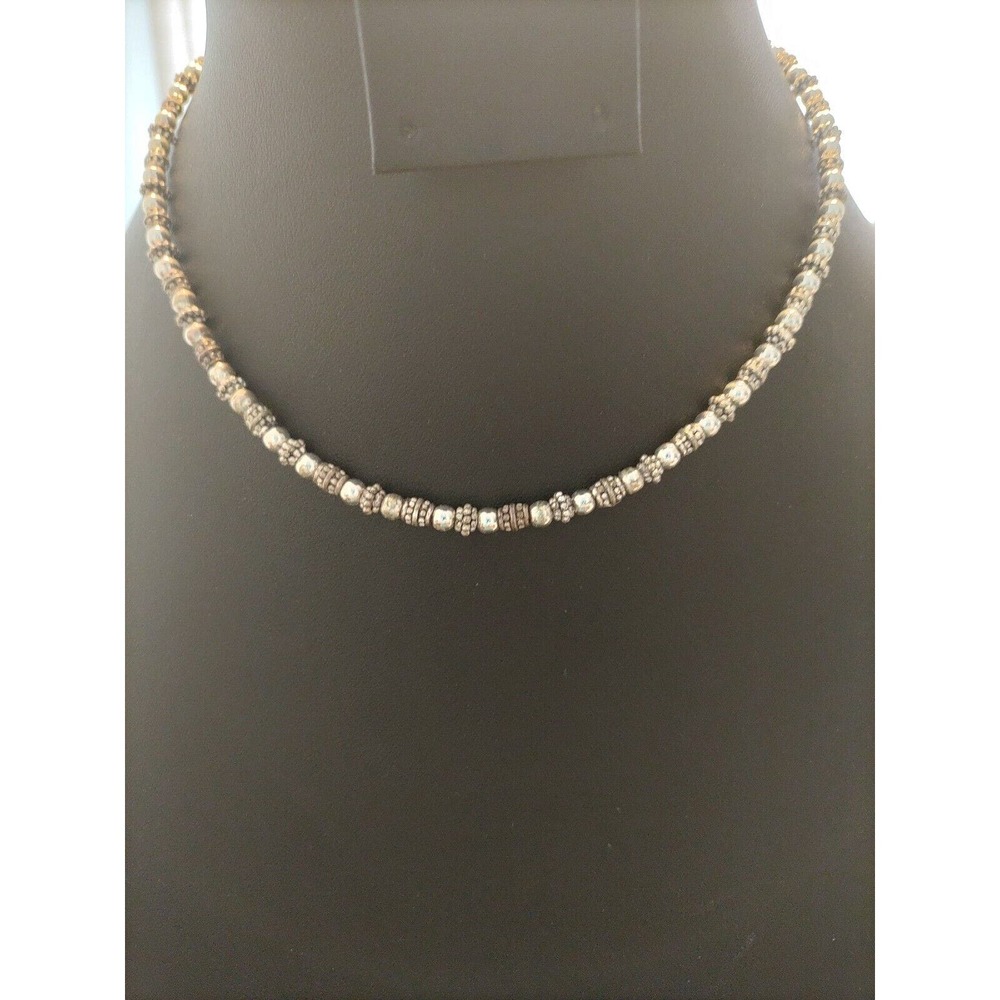 16" + 2" EXTENSION BEADED NAPIER SILVERTONE COLLAR NECKLACE SIMPLE BUT PRETTY!